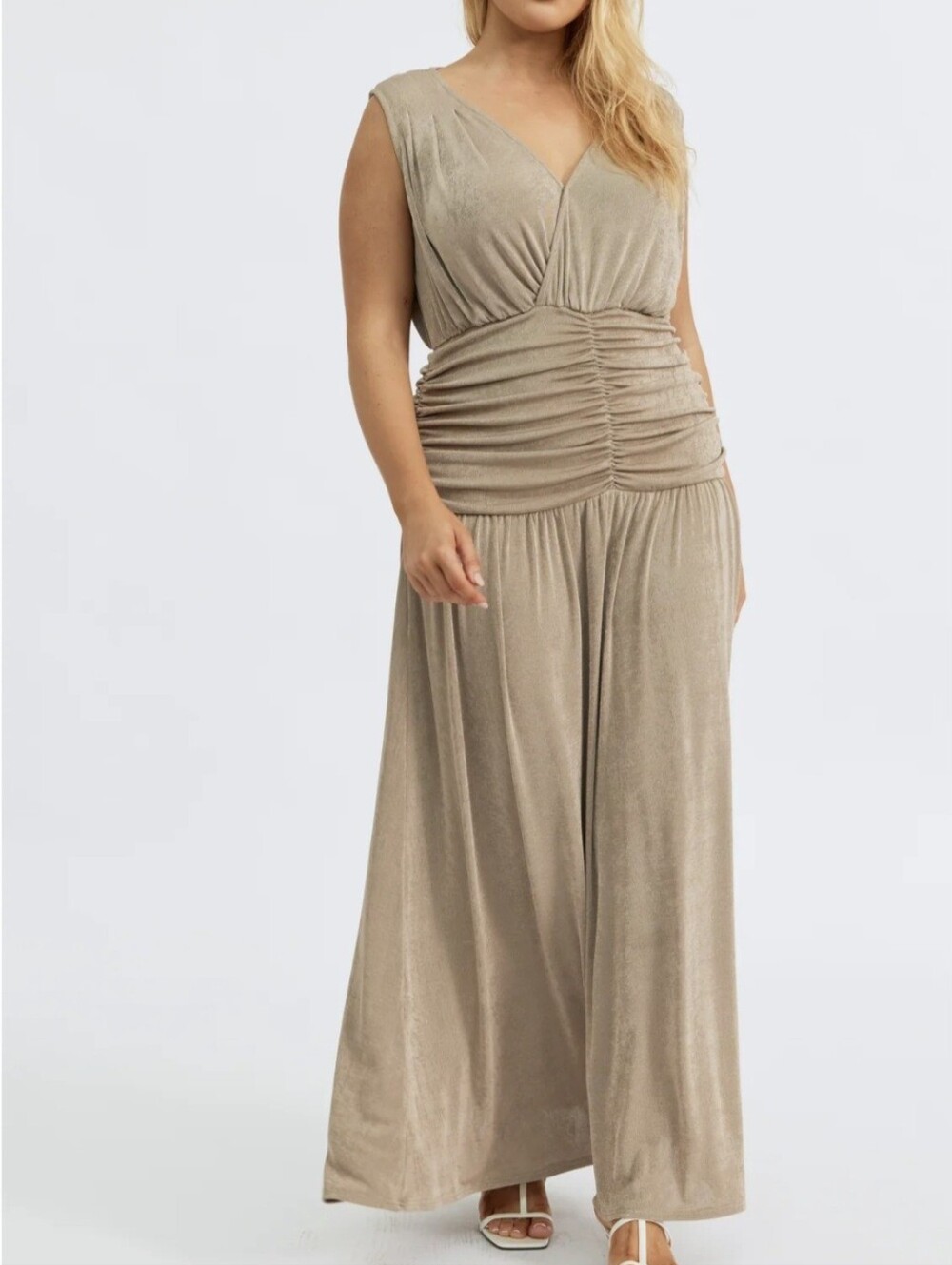 Apero Evette Ruched Wrap-Front Maxi Dress